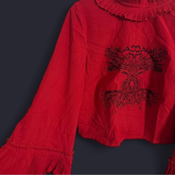 Red Ruffled Women's Top - Picture 4 of 5